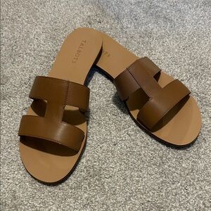 Talbots Tan Leather Slide Sandals